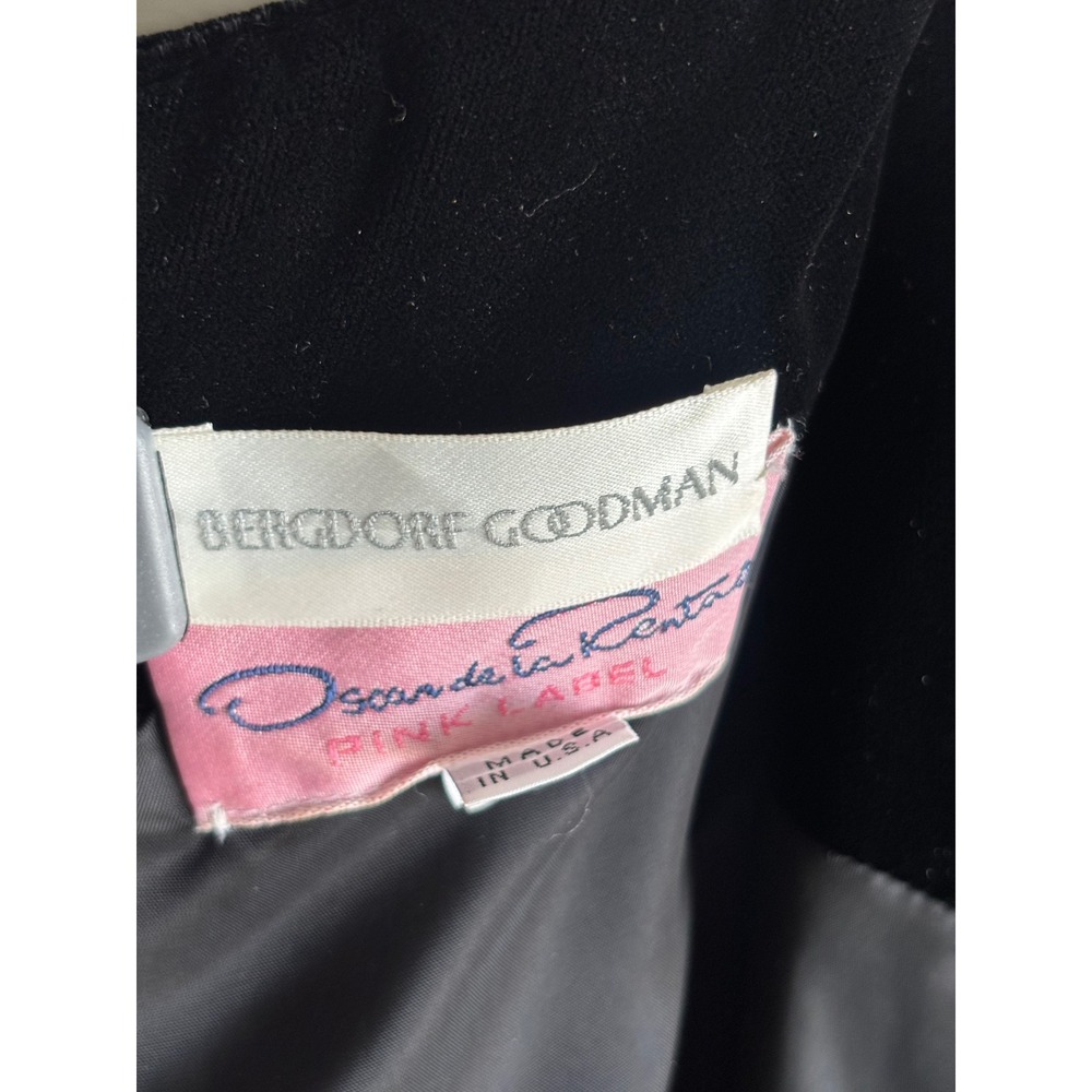 Oscar de la Renta Black Velvet Bodice Midi Dress Women Size 6 - Picture 5 of 7